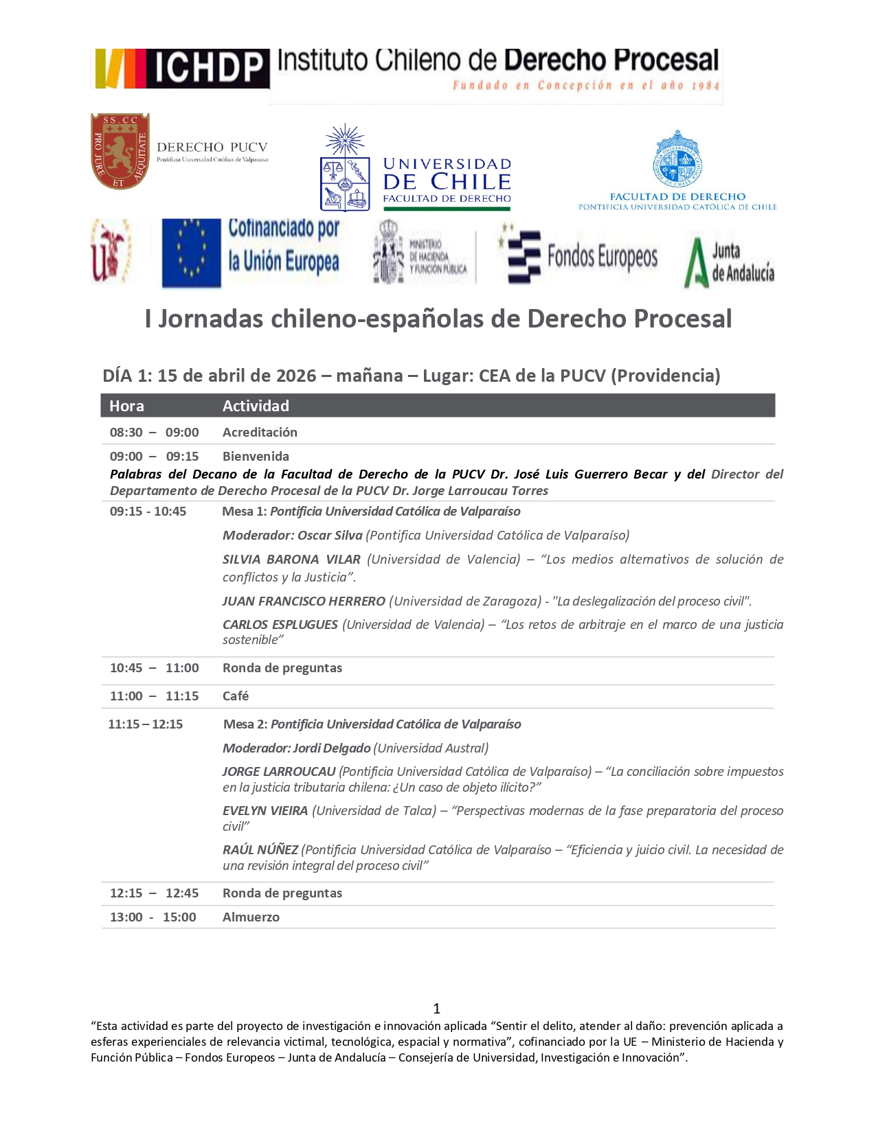 I Jornada Chileno - Españolas de Derecho Procesal